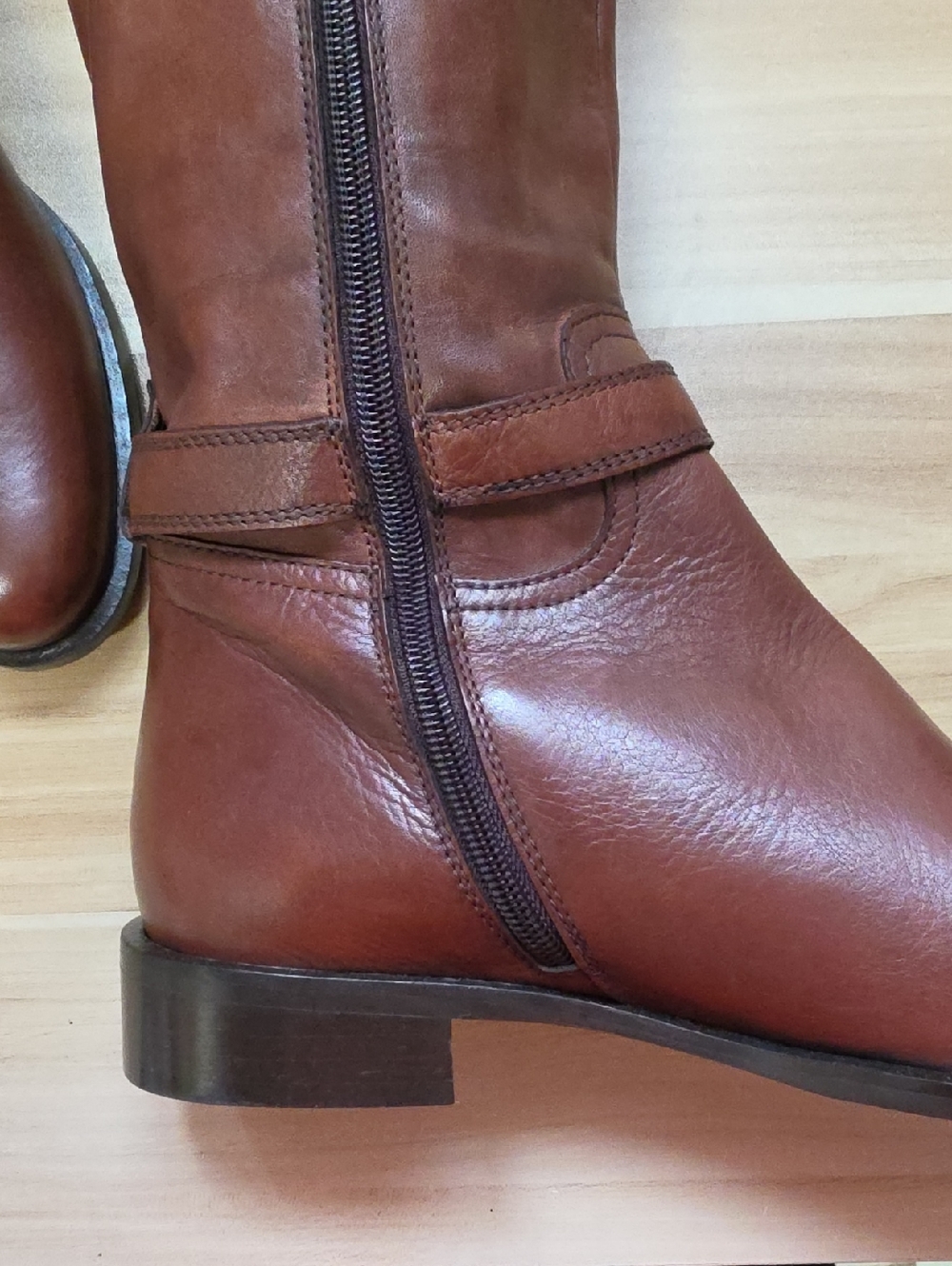 Garnet Hill Brown Italy Women's Riding Boot Zipper Low Heel Size 9.5 - Picture 6 of 12